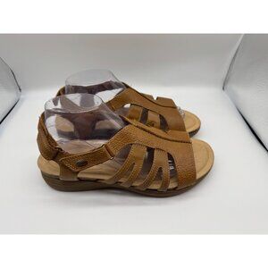 Clarks Tan Leather April Belle Strappy Slingback Sandal Shoe Women Size 10W